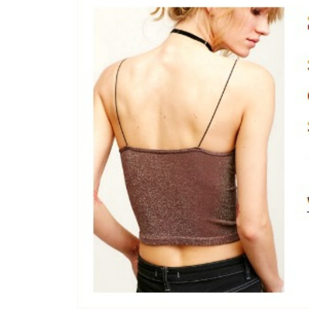 FREE PEOPLE Skinny Strap Cami Tank Top / Sparkly / Crop Top